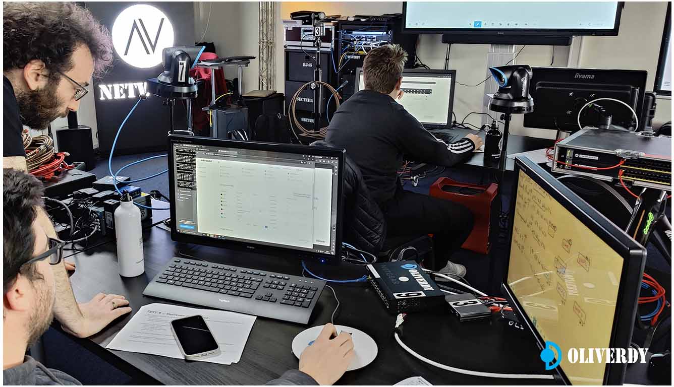 Écran affichant un flux vidéo NDI en multicast